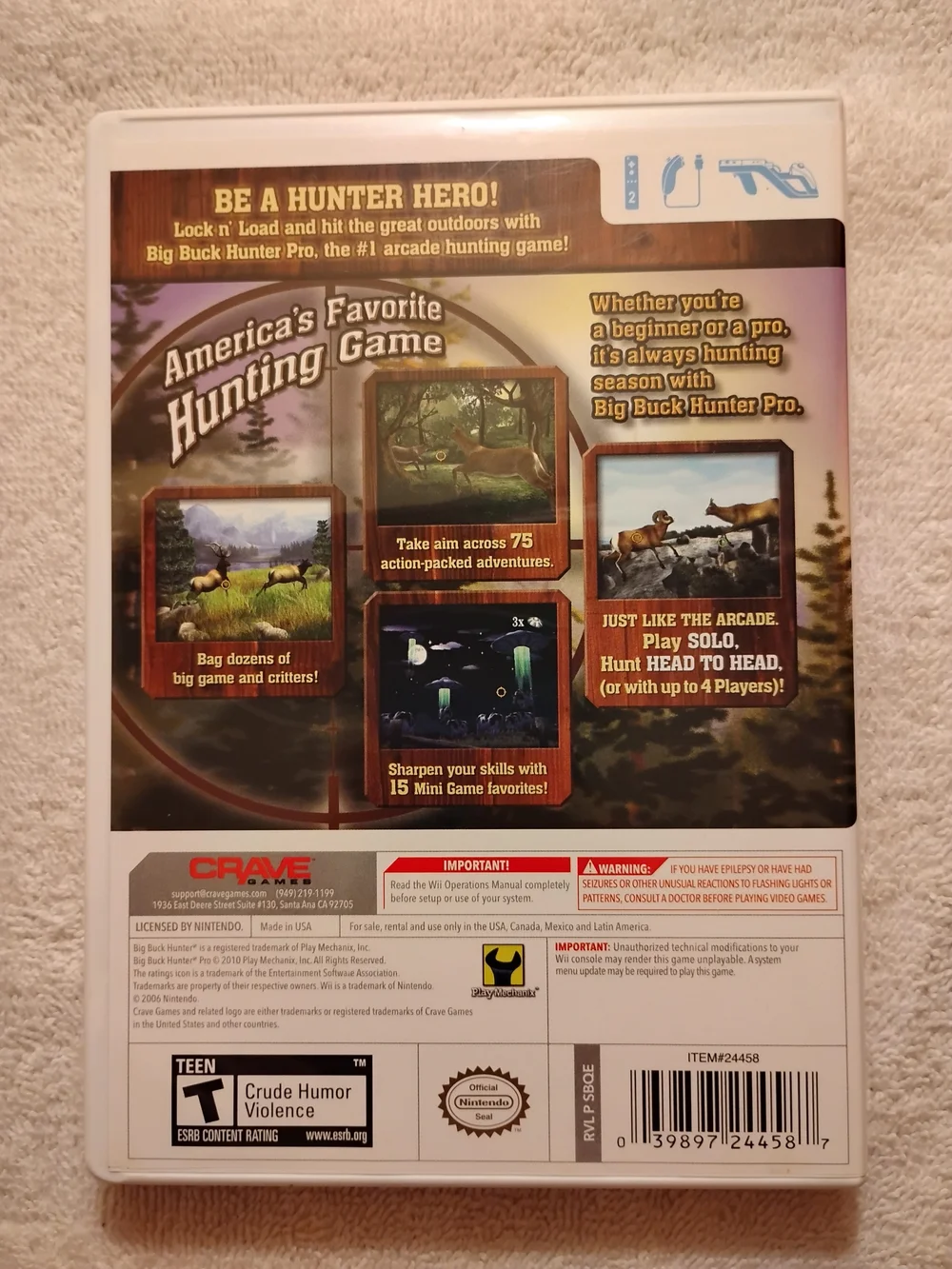 Big Buck Hunter Pro (Nintendo Wii, 2010) Tested CIB With Manual